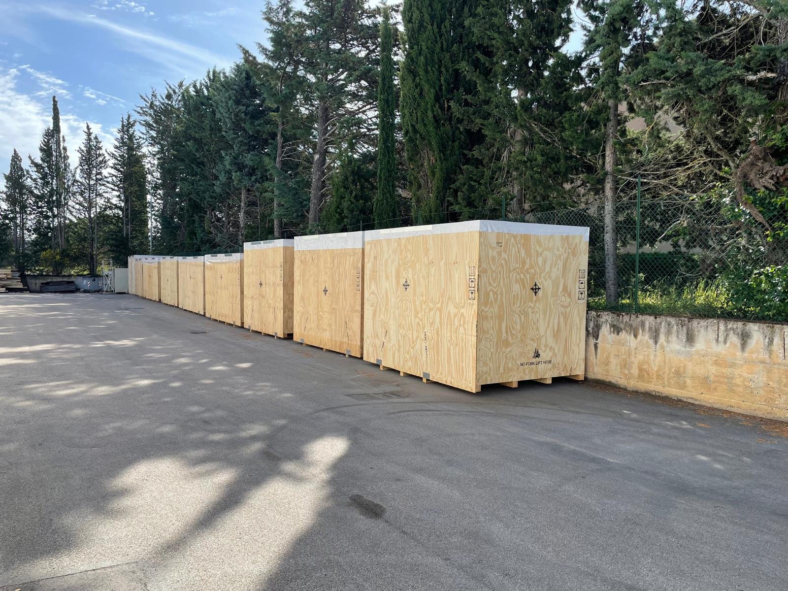 Wooden shipping crates for the BOBST MASTERCUT 145 PER project from Italy to Mexico